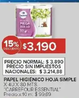 Carrefour Carrefour essential papel higiénico hoja simple oferta
