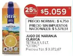 Carrefour Citric jugo de naranja clásica tetra oferta