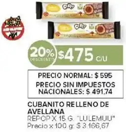 Carrefour Lulemuu cubanito relleno de avellana repop oferta