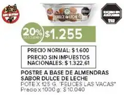 Carrefour Felices las vacas postre a base de almendras sabor dulce de leche pote oferta