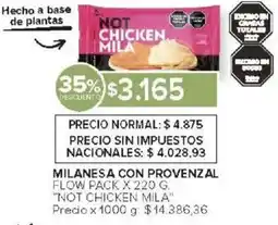 Carrefour Not chicken mila milanesa con provenzal flow pack oferta