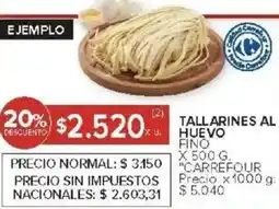 Carrefour Carrefour tallarines al huevo fino oferta