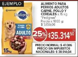 Carrefour Pedigree alimento para perros adultos carne, pollo y cereales oferta