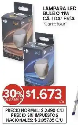 Carrefour Carrefour lámpara led bulbo 11w cálida/ fría oferta