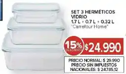 Carrefour Carrefour home set 3 herméticos vidrio oferta