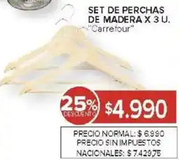Carrefour Carrefour set de perchas de madera oferta