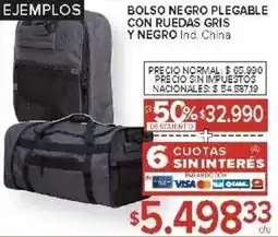 Carrefour Bolso negro plegable con ruedas gris y negro oferta