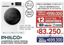 Carrefour Philco lavarropas carga frontal blanco oferta
