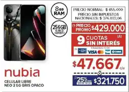Carrefour Nubia celular libre neo 2 oferta