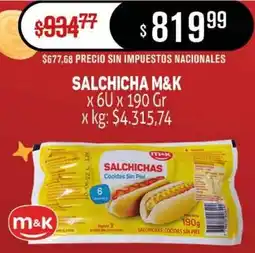 Makro M&K salchicha oferta