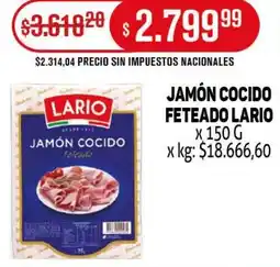 Makro Lario jamón cocido feteado oferta
