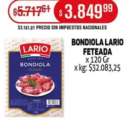 Makro Lario bondiola feteada oferta