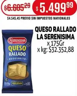 Makro La serenisima queso rallado oferta