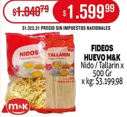 Makro M&K Fideos huevo nido / tallarin oferta