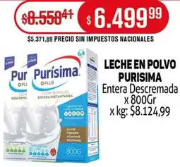 Makro Purisima leche en polvo entera descremada oferta