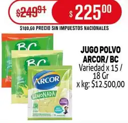 Makro Arcor/bc jugo polvo variedad oferta