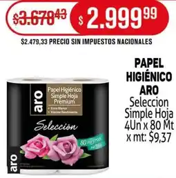 Makro Aro papel higiénico seleccion simple hoja oferta