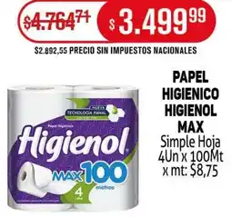 Makro Higienol papel higienico max simple hoja oferta
