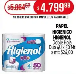 Makro Higienol papel higienico doble hoja duo oferta
