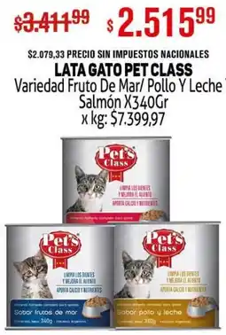 Makro Pet class lata gato variedad fruto de mar/ pollo y leche y salmón oferta
