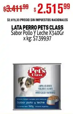 Makro Pets class lata perro sabor pollo y leche oferta