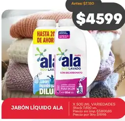 Supermercados Tadicor Ala jabón líquido oferta