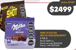 Supermercados Tadicor Milka mousse/shot mini alfajor oferta