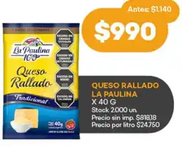 Supermercados Tadicor La paulina queso rallado oferta