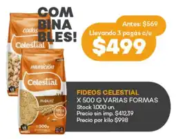 Supermercados Tadicor Celestial fideos varias formas oferta