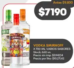 Supermercados Tadicor Smirnoff vodka varios sabores oferta