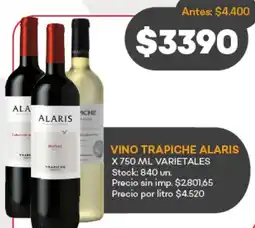 Supermercados Tadicor Alaris vino trapiche varietales oferta