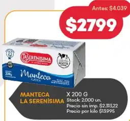 Supermercados Tadicor La serenísima manteca oferta