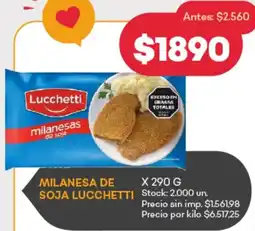 Supermercados Tadicor Lucchetti milanesa de soja oferta