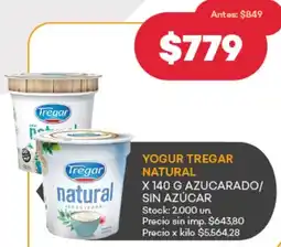 Supermercados Tadicor Tregar yogur natural azucarado/ sin azúcar oferta