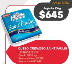 Supermercados Tadicor La paulina queso cremoso saint paulin horma oferta