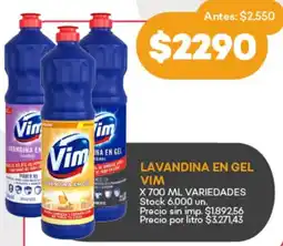 Supermercados Tadicor Vim lavandina en gel variedades oferta