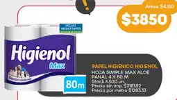 Supermercados Tadicor Higienol papel higiénico hoja simple max aloe panal oferta
