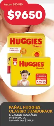 Supermercados Tadicor Huggies pañal classic jumbopack varios tamaños oferta