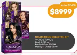 Supermercados Tadicor Koleston coloración kit varios tonos oferta