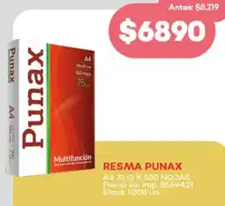 Supermercados Tadicor Punax resma A4 oferta