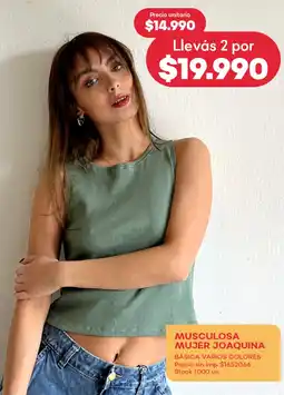 Supermercados Tadicor Musculosa mujer joaquina básica varios colores oferta