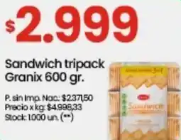 Punto Mayorista Granix sandwich tripack oferta