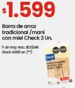 Punto Mayorista Check barra de arroz tradicional/maní con miel oferta