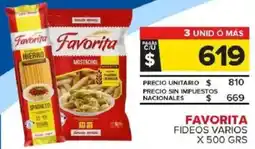 Carrefour Maxi Favorita fideos varios oferta