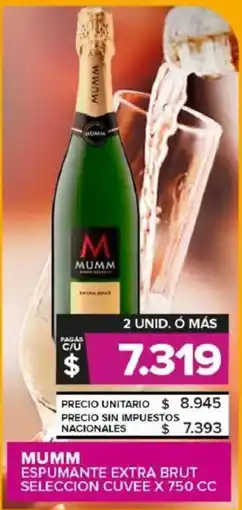 Carrefour Maxi Mumm espumante extra brut seleccion cuvee oferta