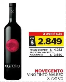 Carrefour Maxi Novecento vino tinto malbec oferta