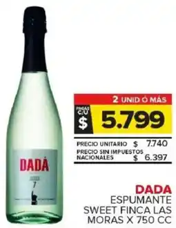 Carrefour Maxi Dadá espumante sweet finca las moras oferta