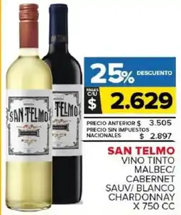 Carrefour Maxi San telmo vino tinto malbec/ cabernet sauv/ blanco chardonnay oferta