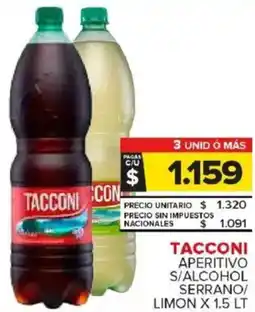 Carrefour Maxi Tacconi aperitivo s/alcohol serrano/ limon oferta