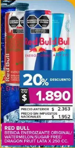 Carrefour Maxi Red bull bebida energizante original/ watermelon/sugar free/ dragon fruit lata oferta